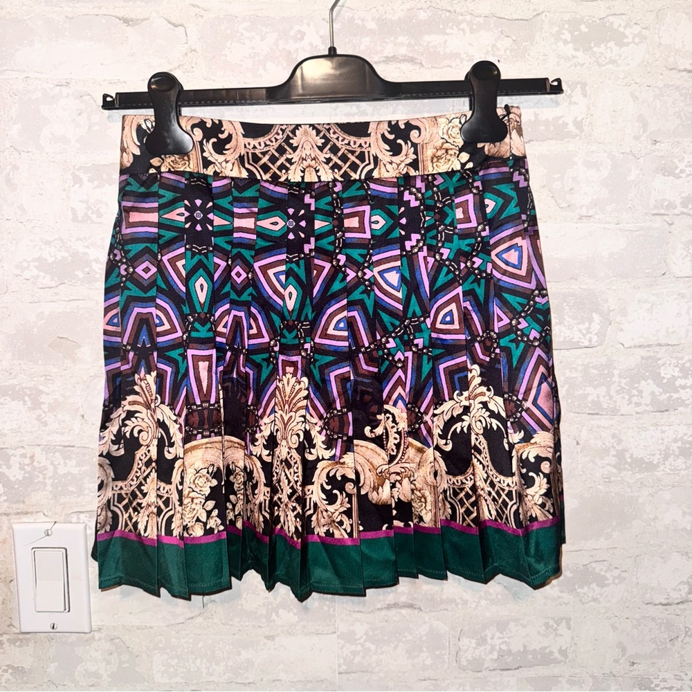Skirt & Top Set - Versace inspired Multicolor Geometric Baroque Print